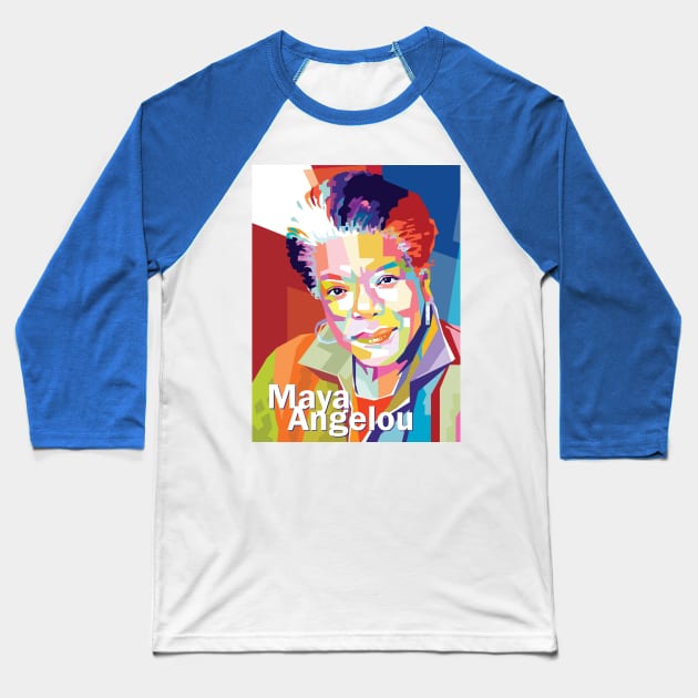 Maya Angelou in Pop art Baseball T-Shirt by Mulyadi Walet